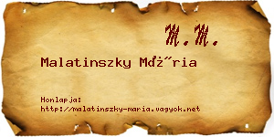 Malatinszky Mária névjegykártya